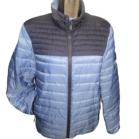 Orvieto Other - Orvieto Men's Blue Two-tone Quilted Light Puffer Jacket L